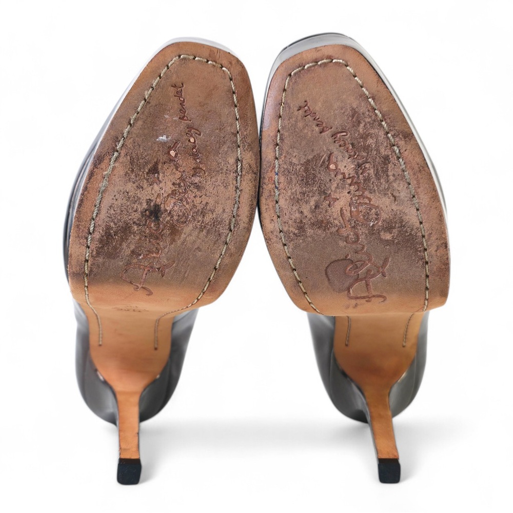 Alice + Olivia by Stacey Bendet Metallic Pewter Leather Platform Stiletto Pumps - Picture 6 of 6